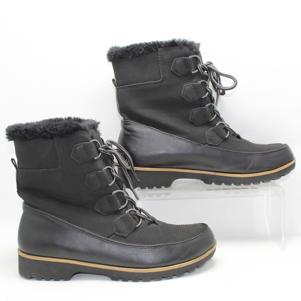 JBU Maldive‎ Weather Ready Black Faux Fur Winter Boots JB19MLD01 Womens 9M